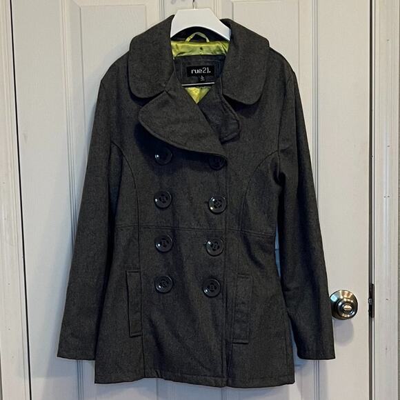 Rue21 Women's Double Breasted Pea Coat size small charcoal grey - Picture 1 of 3